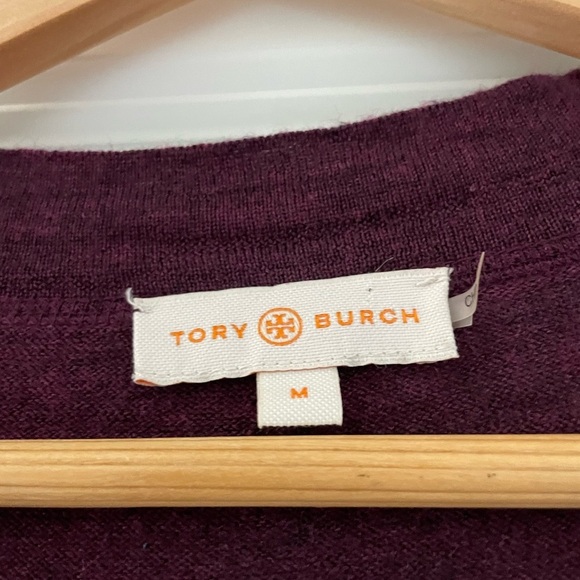 Tory Burch Simone Merino Wool Logo Button Cardigan Sweater Quiet Luxury - Picture 6 of 8